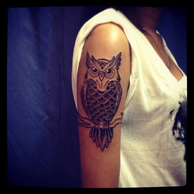 arm owl tattoo