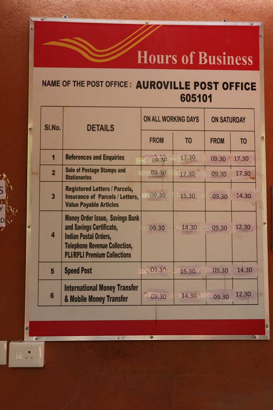 post office timings near me