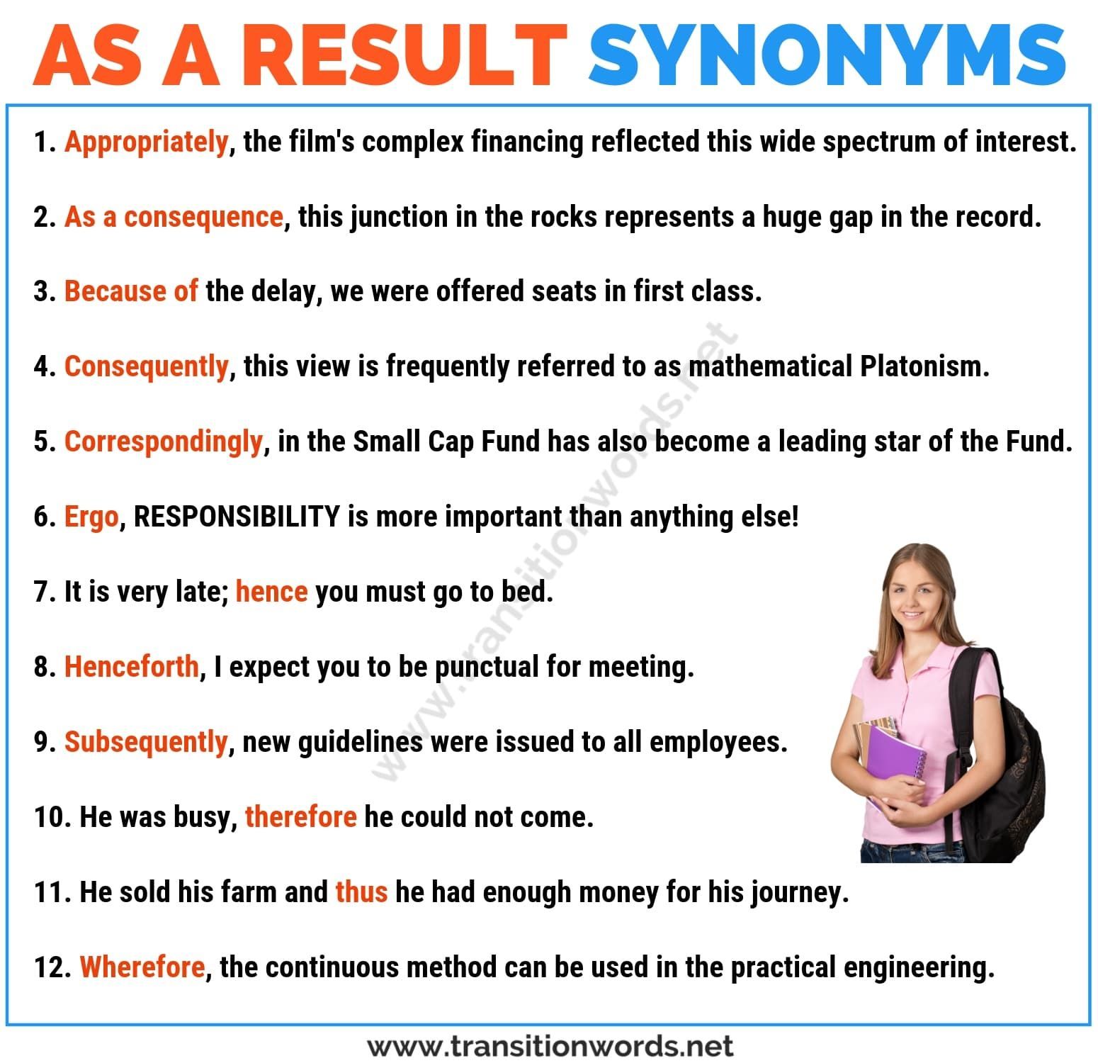 in result synonym