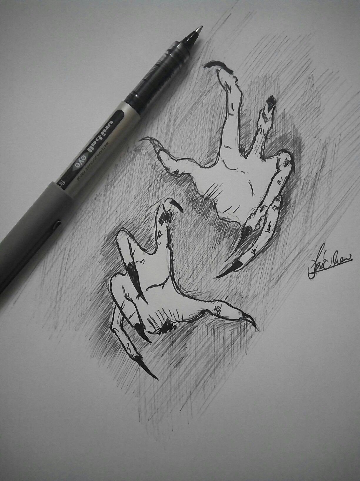 spooky hand drawing