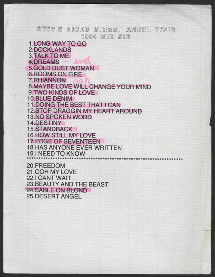 setlist stevie nicks