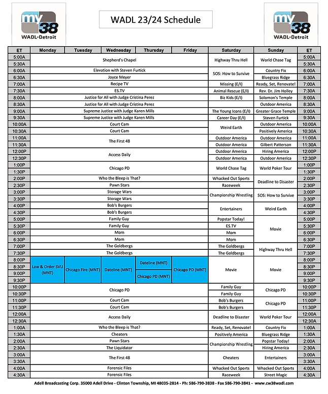 detroit tv schedule today