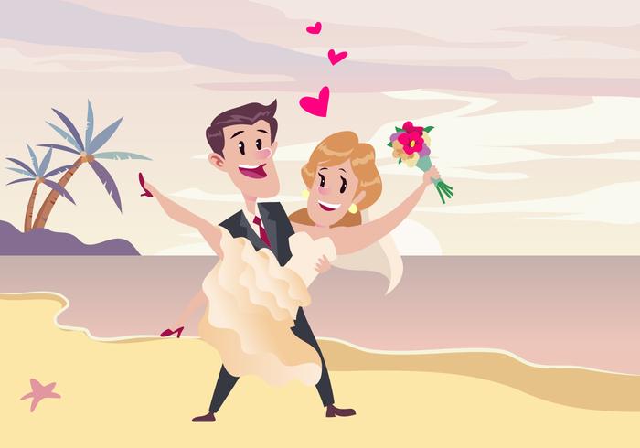 cartoon beach wedding