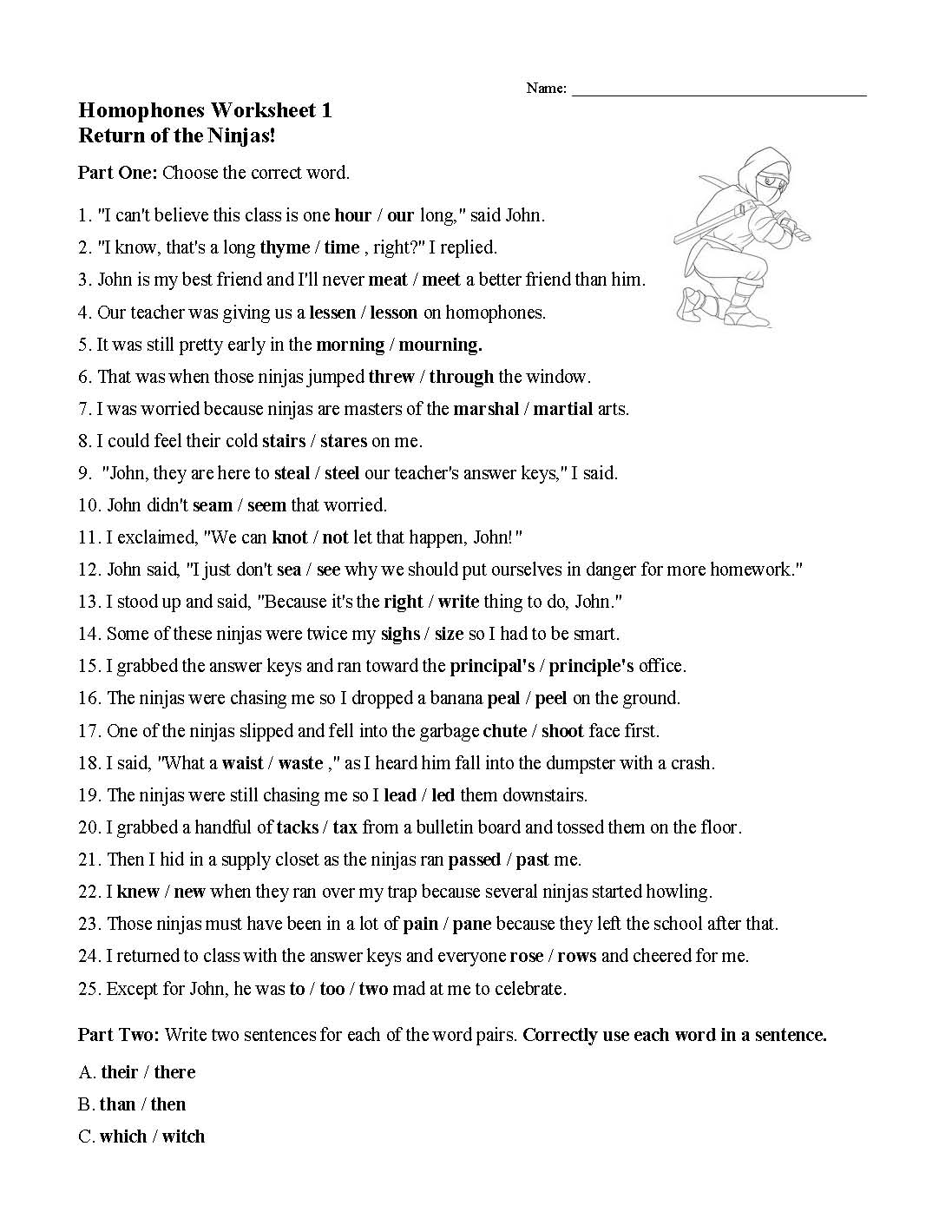 homophones worksheet