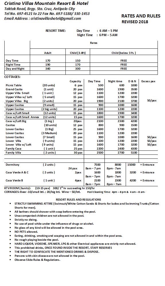 bella cristina resort taguig rates