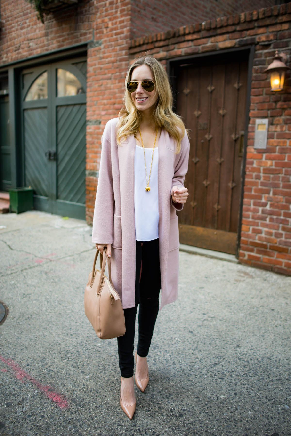 long pink cardigan sweater