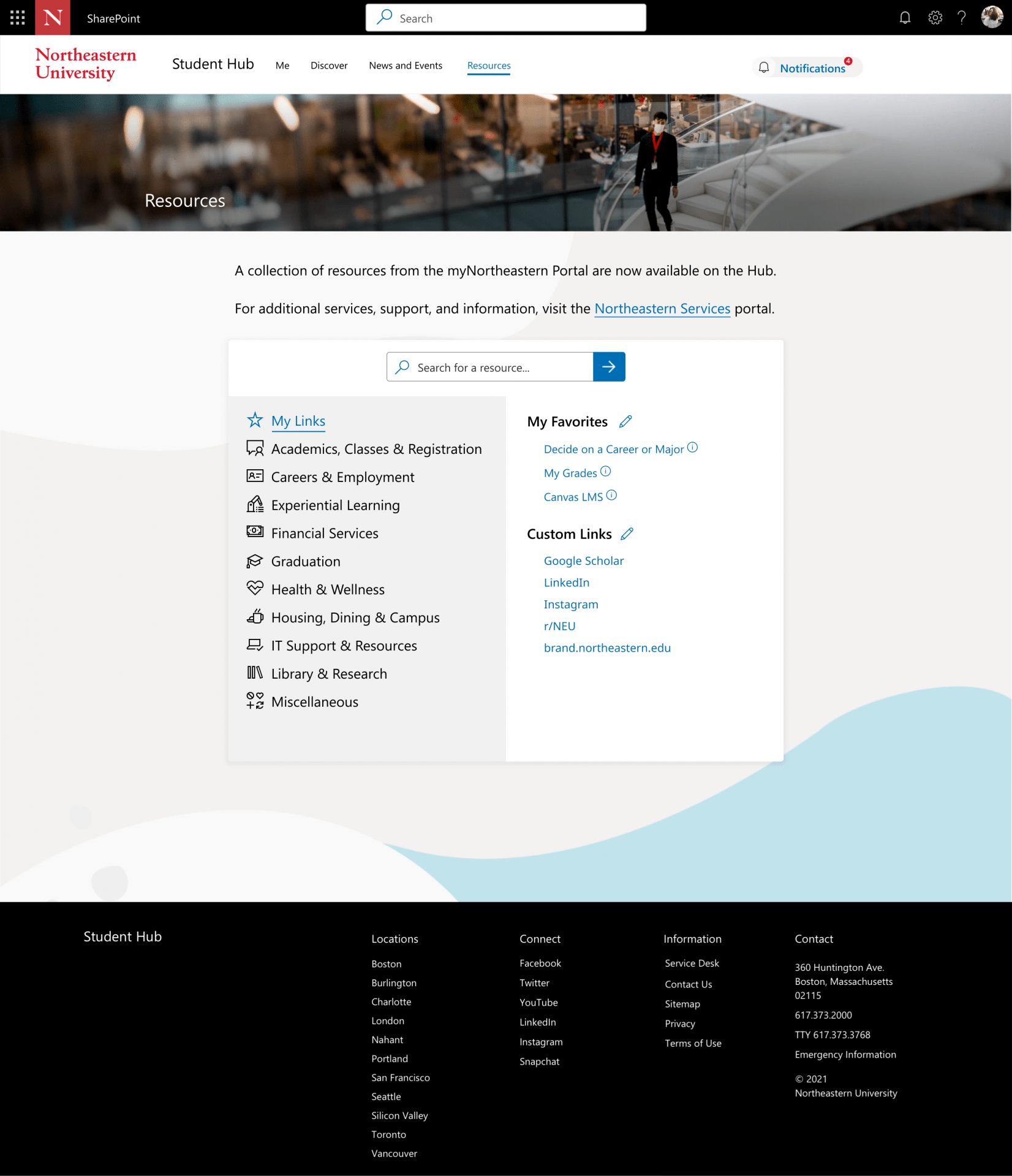 northeastern student hub
