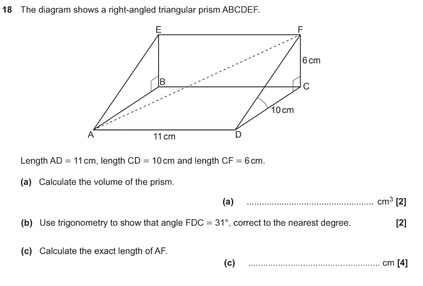 3d trigonometry gcse exam question practice