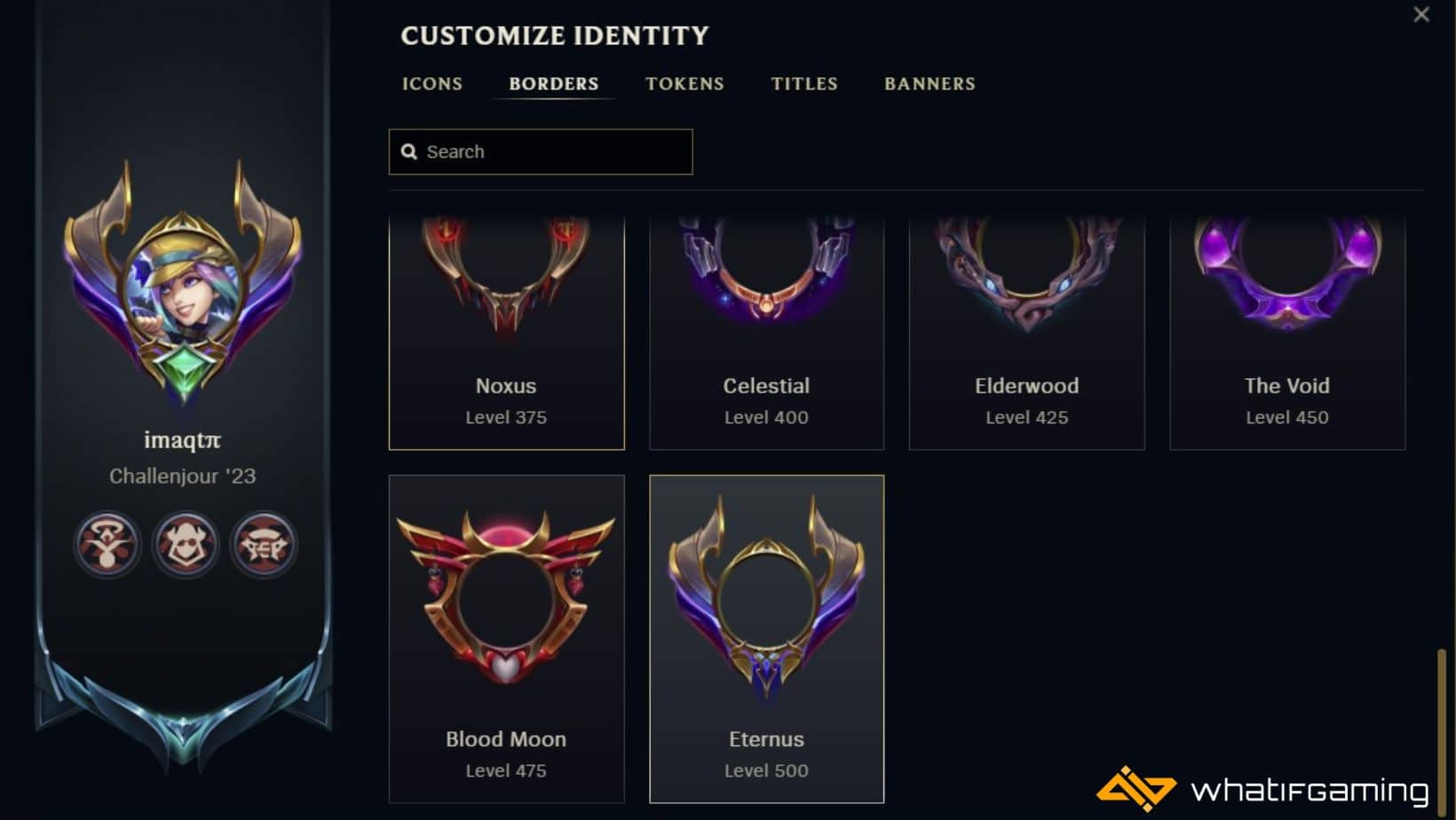 league of legends profile borders