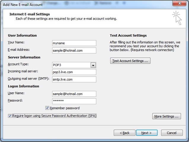 microsoft outlook 2010 hotmail ayarları resimli