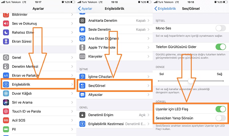 iphone da arama geldiğinde flash yanması