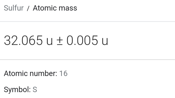 average atomic mass of sulfur