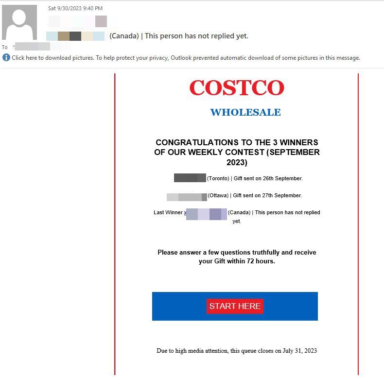 costco email scam