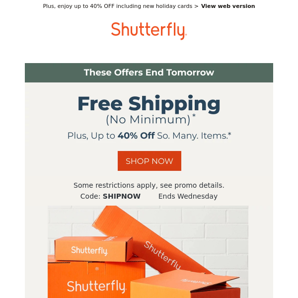 free shutterfly shipping code