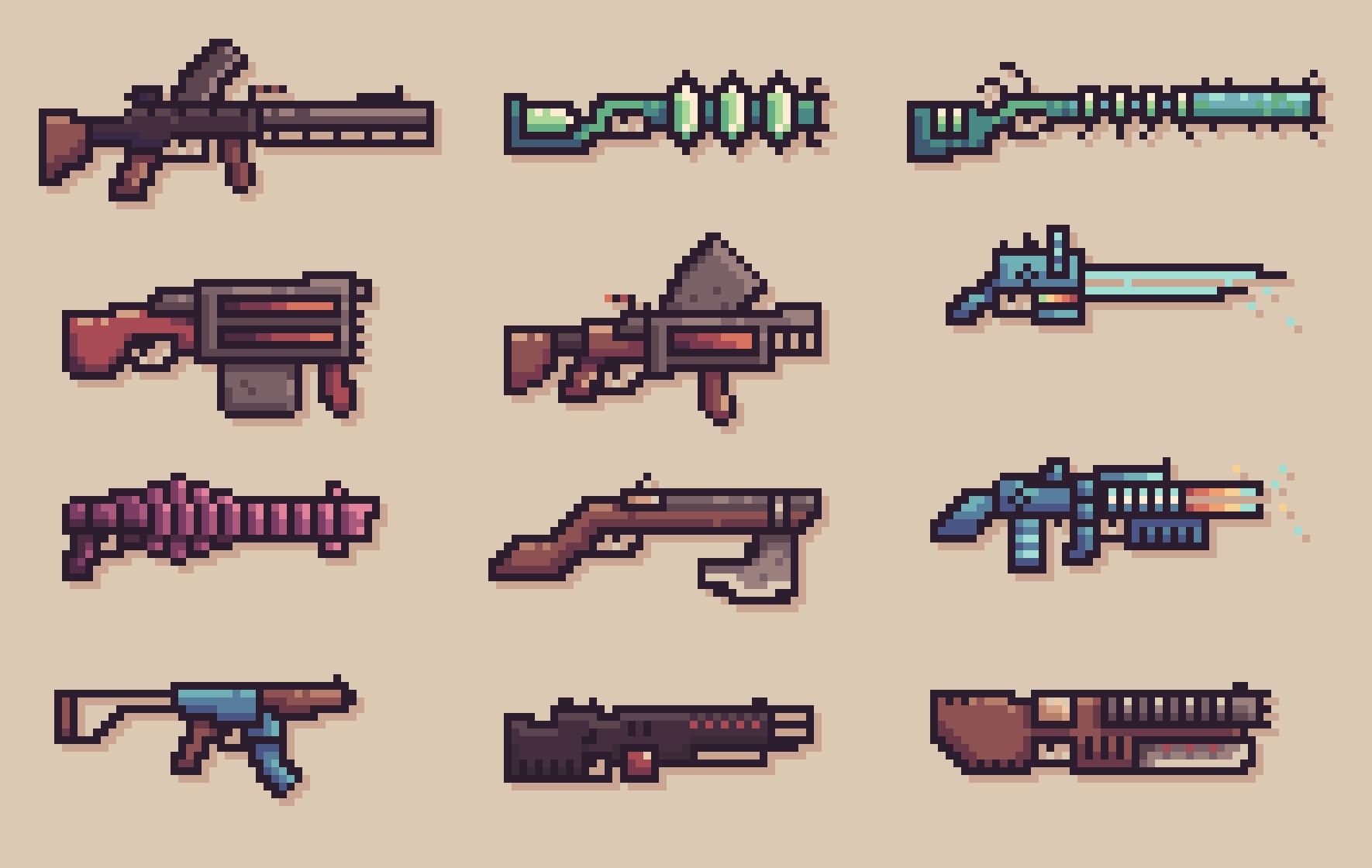 pixel art weapons