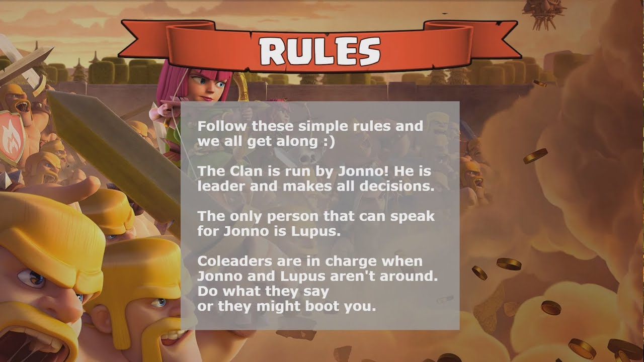 clash of clans clan rules sample