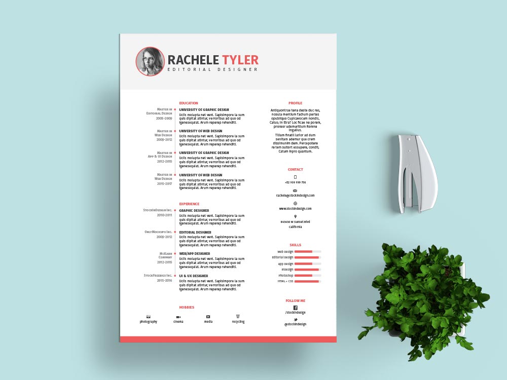 free indesign resume template