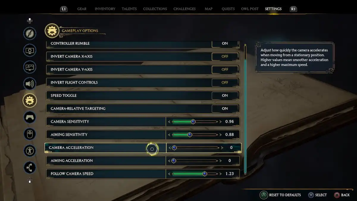 hogwarts legacy ps5 camera settings