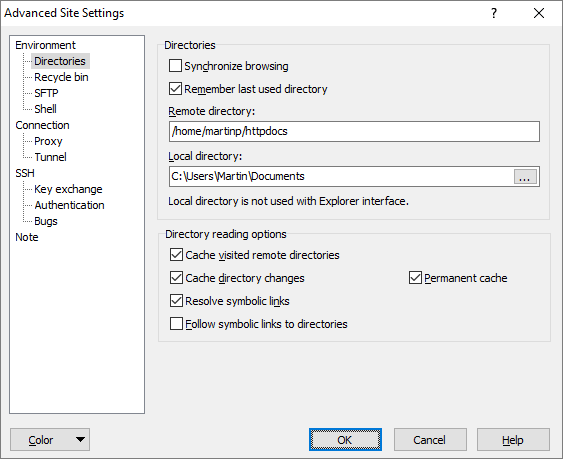 winscp session options