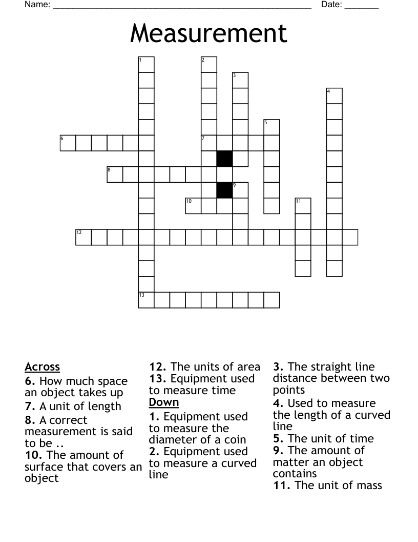 made up of standard units crossword