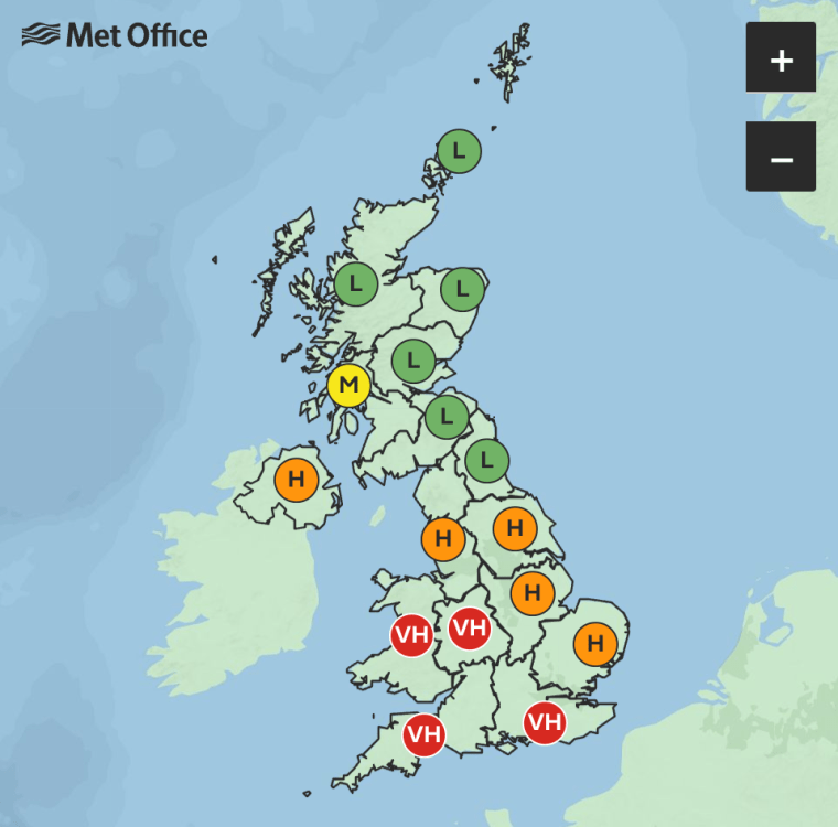 is the pollen count high today