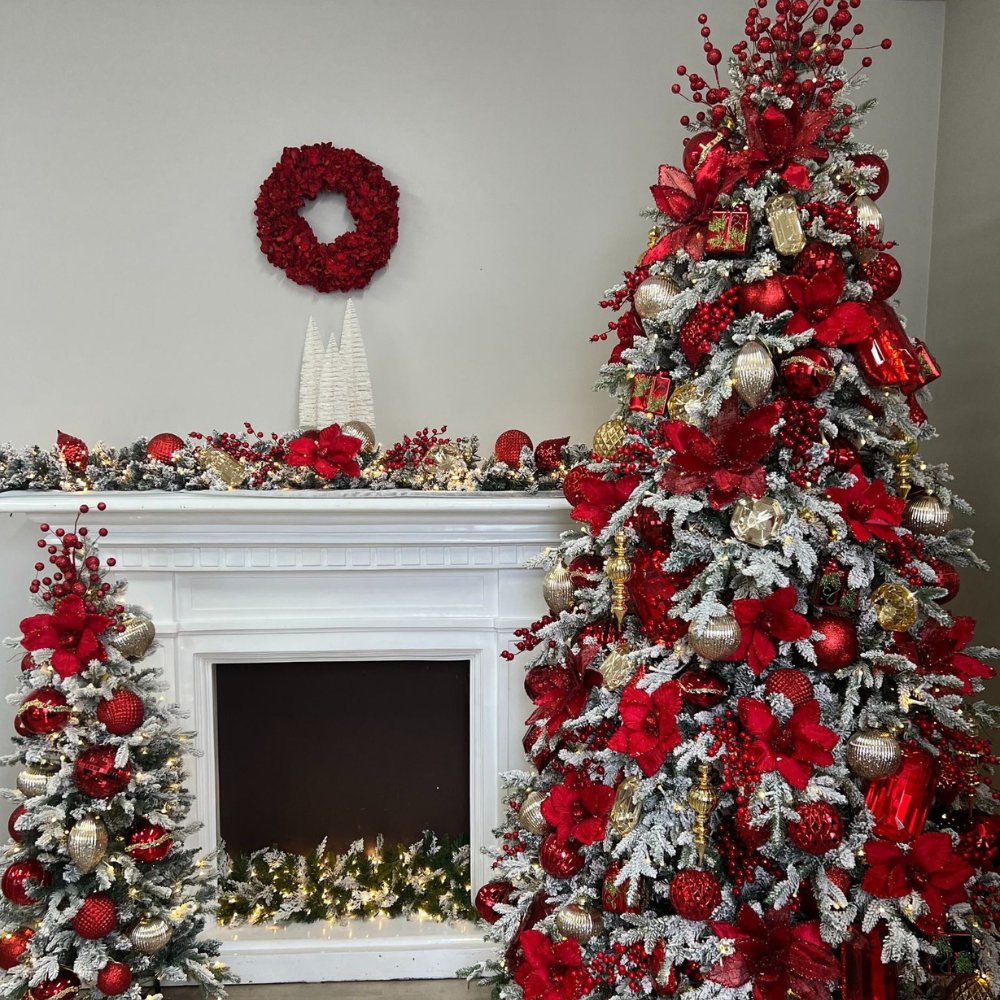 red poinsettia christmas tree decorations