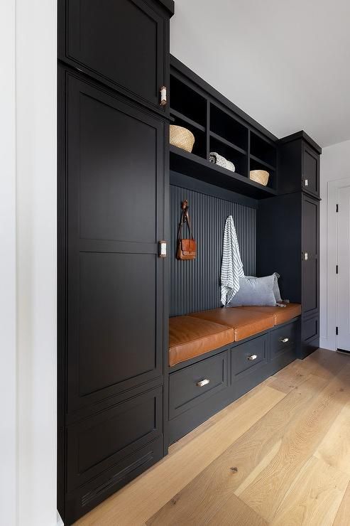 black mudroom bench