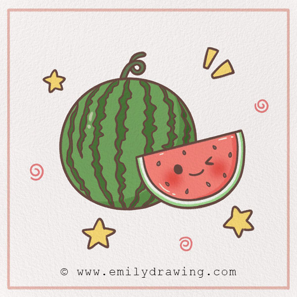 easy drawing of watermelon