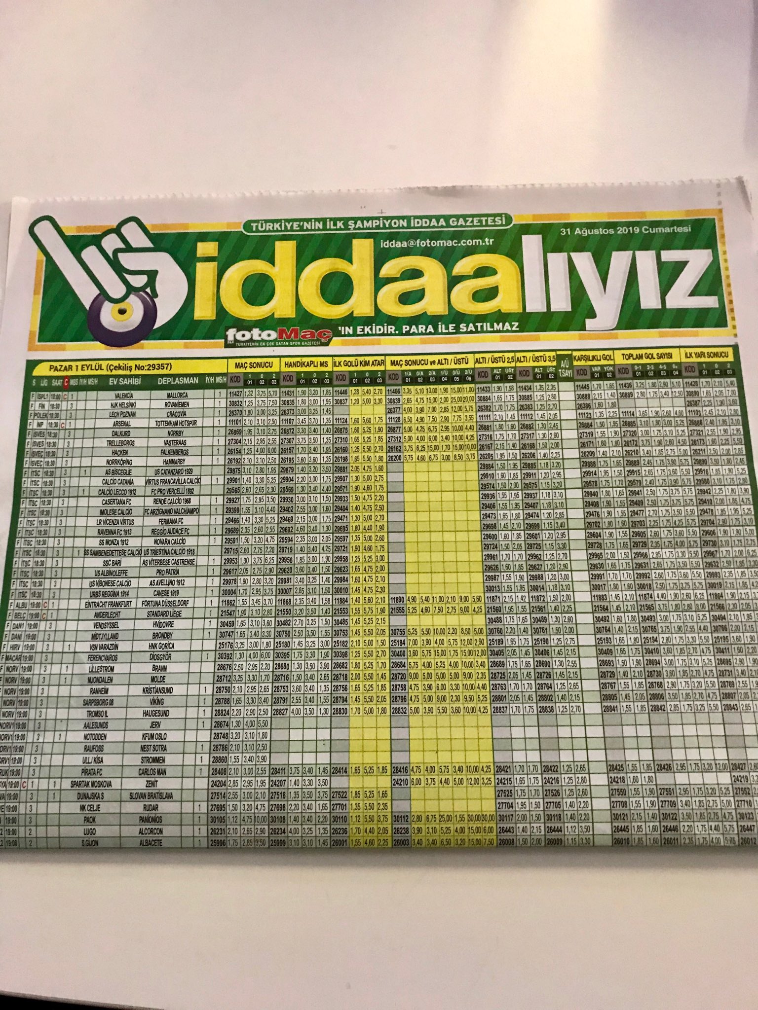 iddaa bulteni