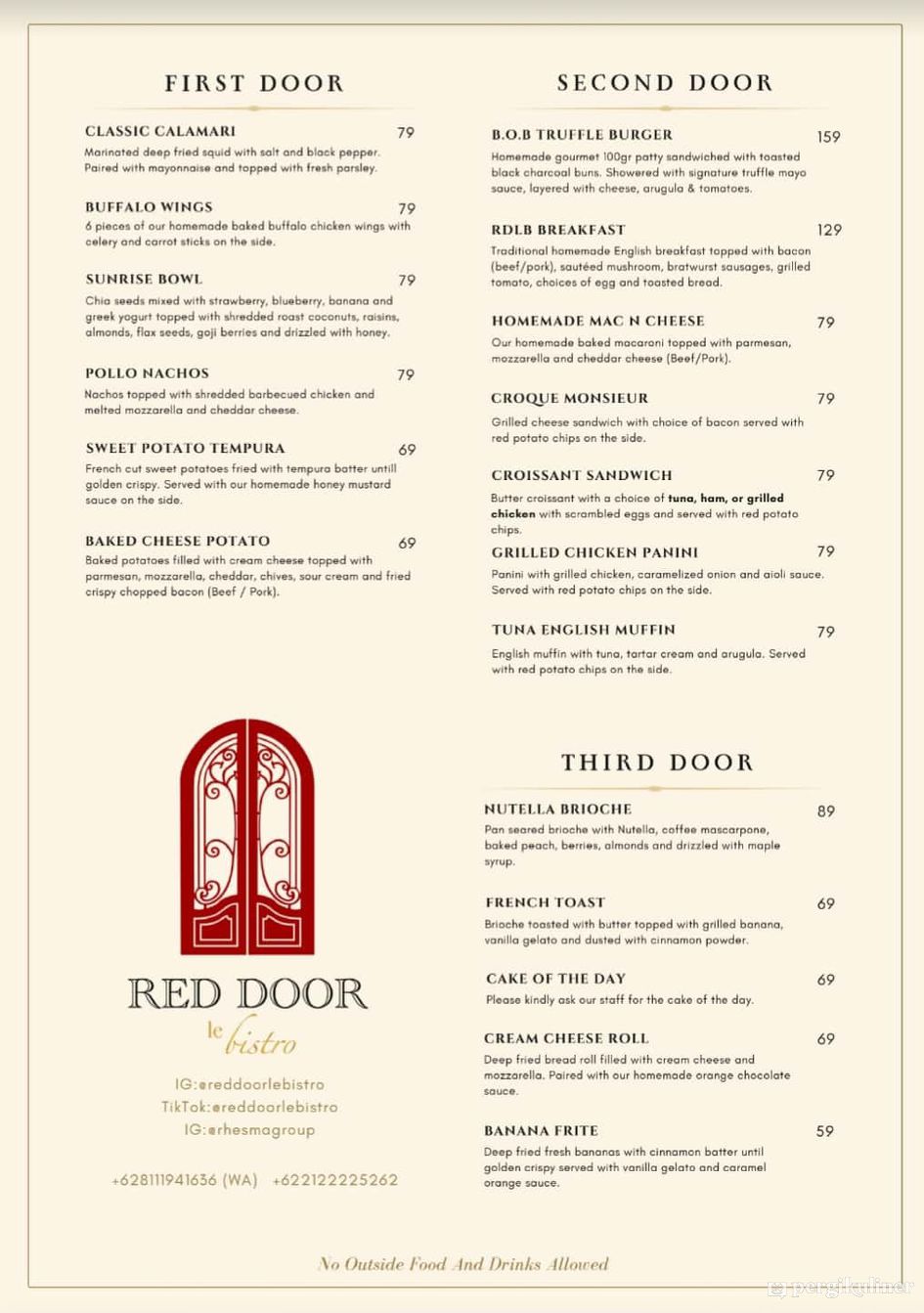 red door bistro menu