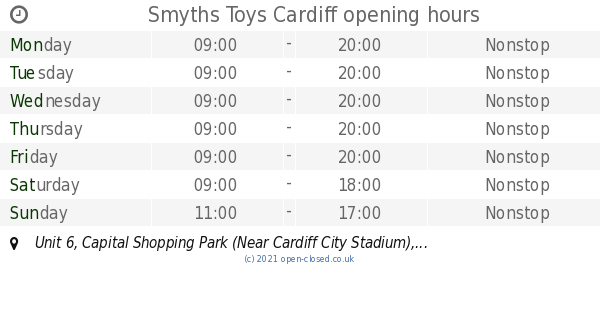 smyths toys cardiff opening times