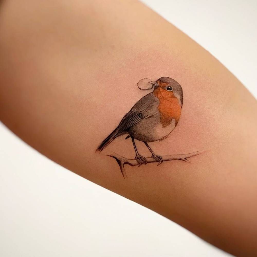 minimalist robin tattoo