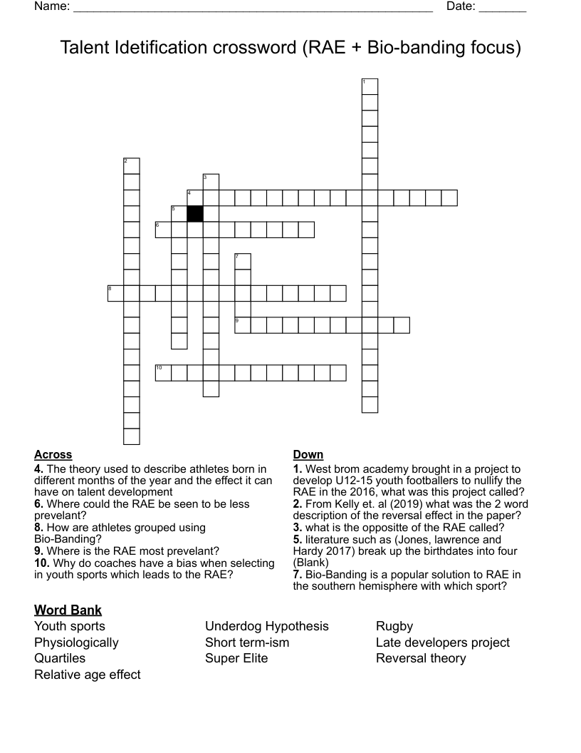 special talent crossword