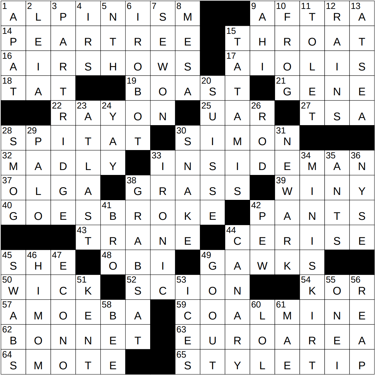 inaction crossword clue