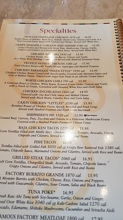 cheesecake factory menu