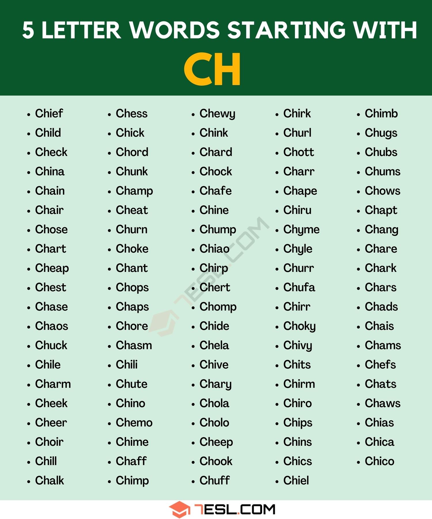 five letter words that start with ch