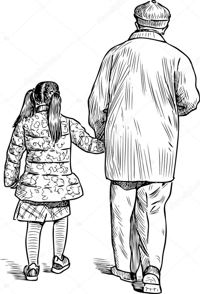 dibujo de abuelo y nieta