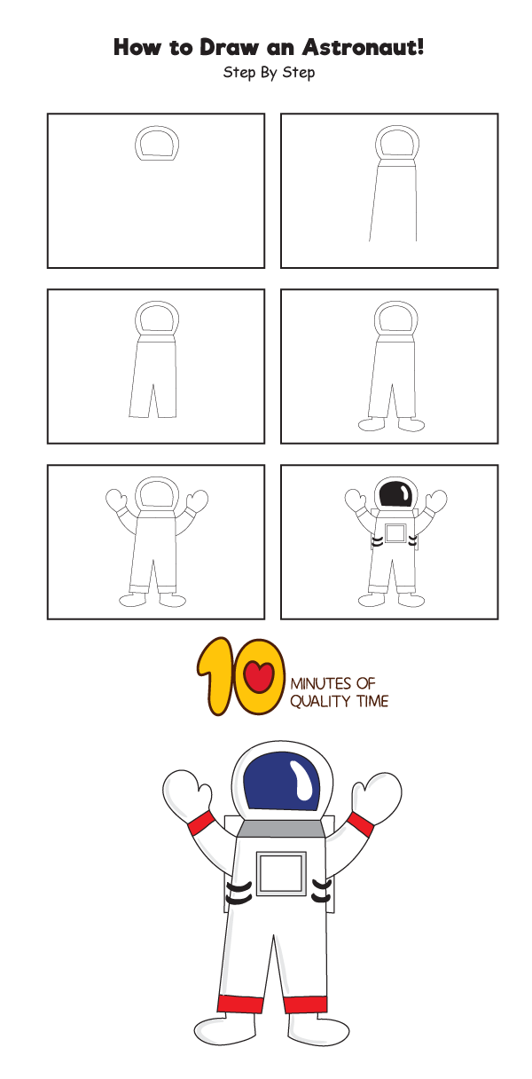 how to draw an astronaut step by step