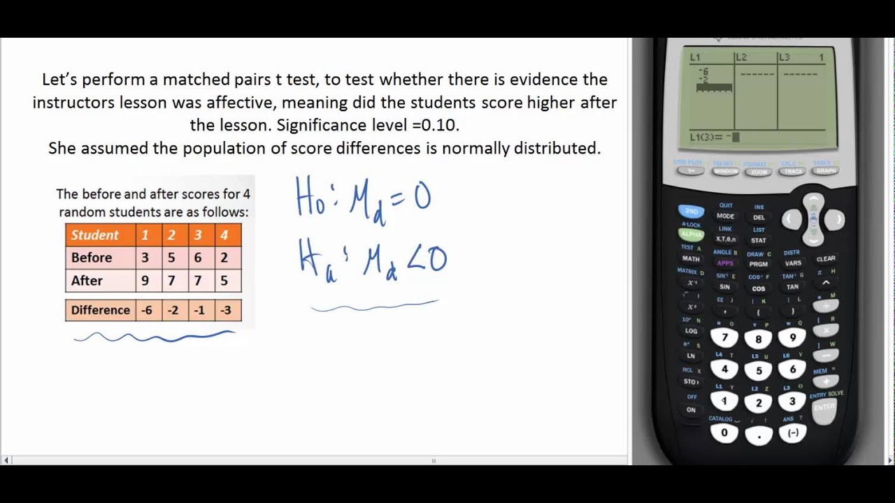 how to do a paired t test on ti 84