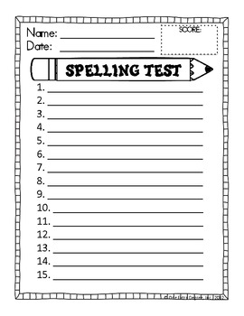 spelling test printable