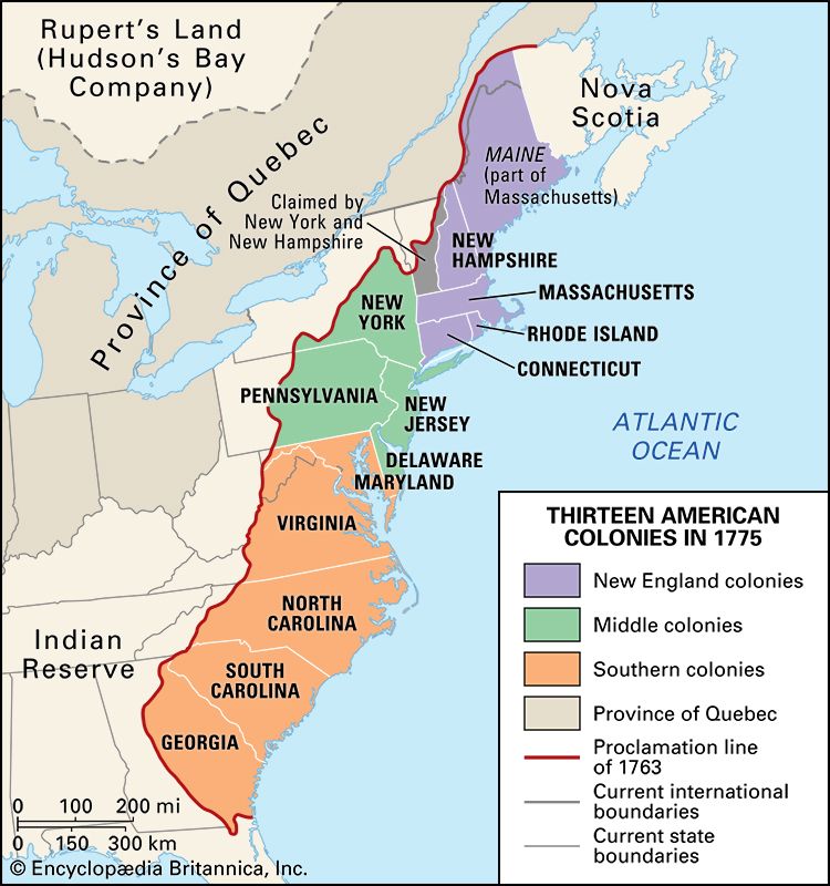 thirteen colonies map