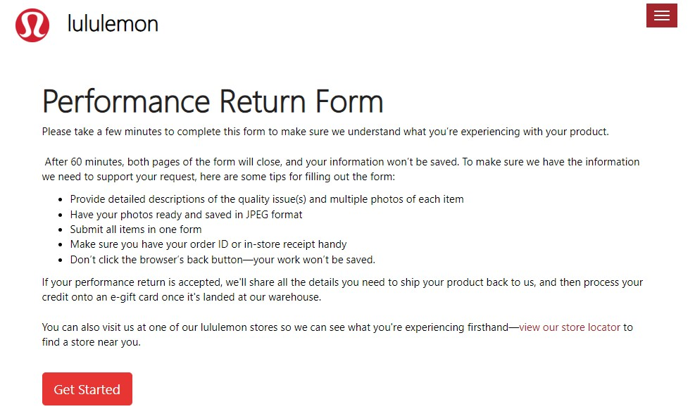 lululemon return