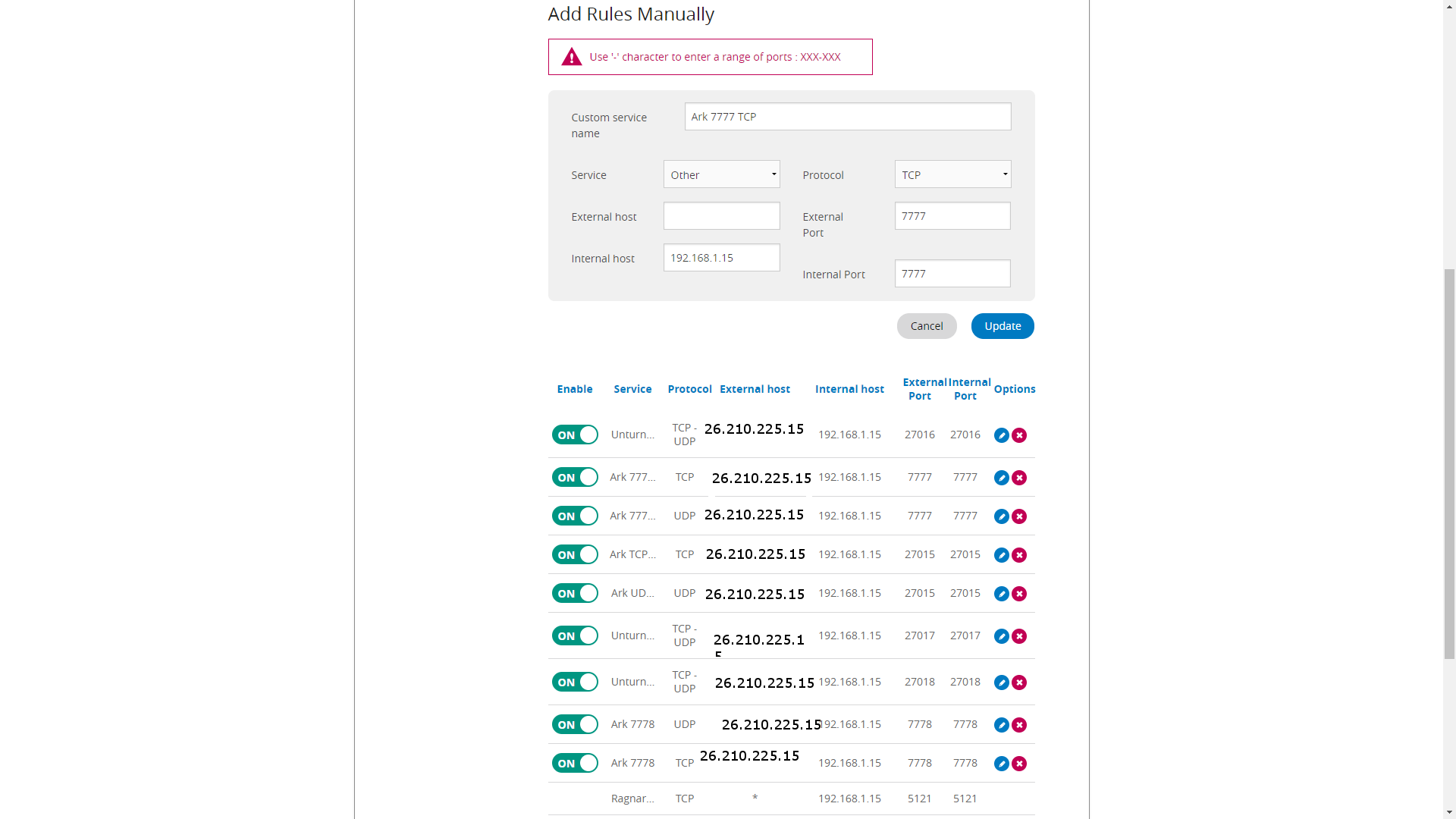 ark server ports