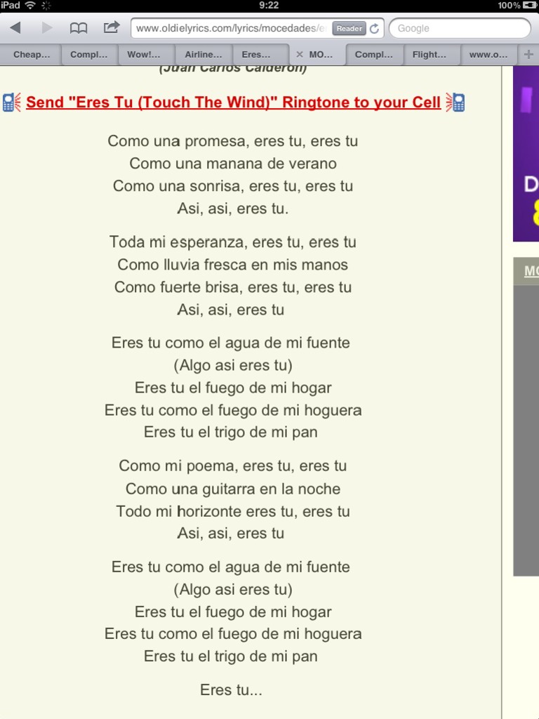 eres tu lyrics