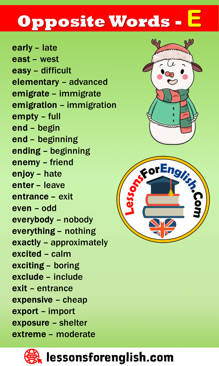 antonym of e