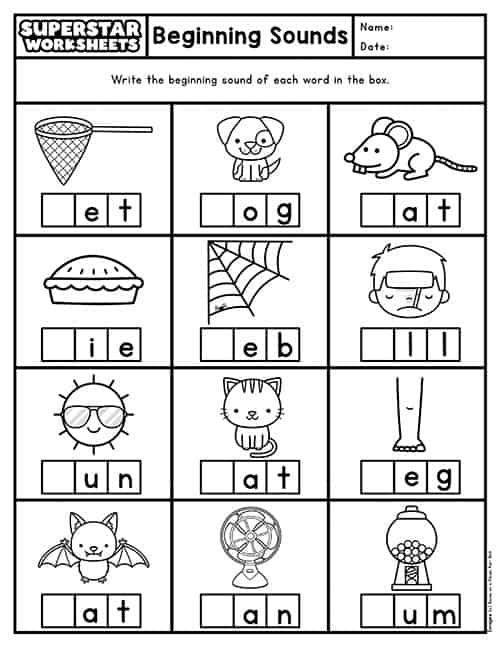 initial sounds worksheet