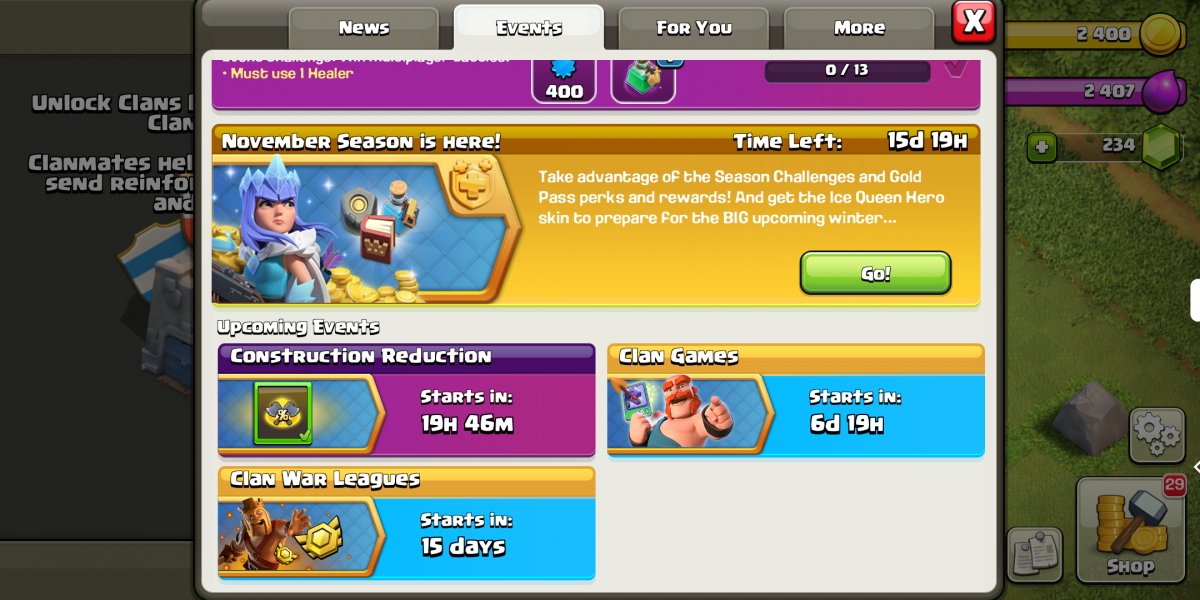 clash of clans upcoming events