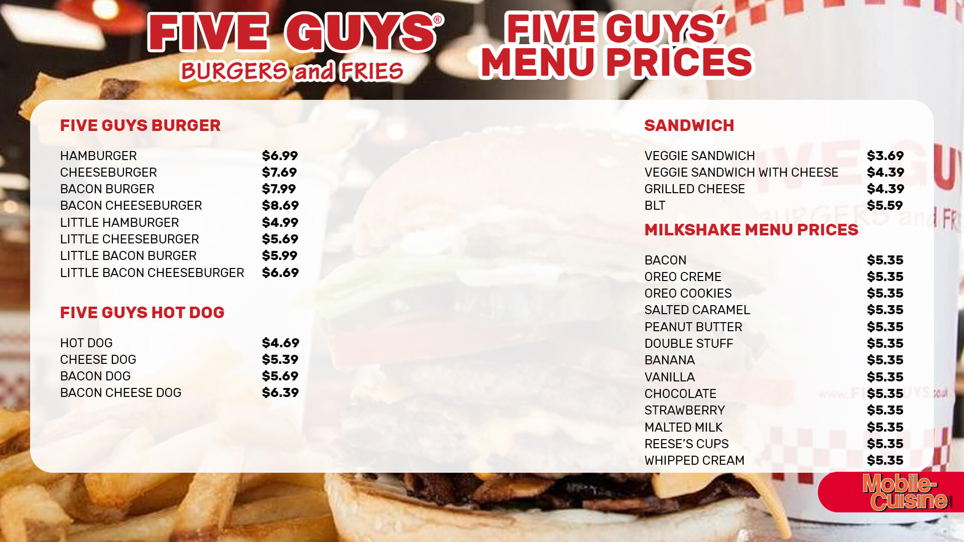 5 guys menu