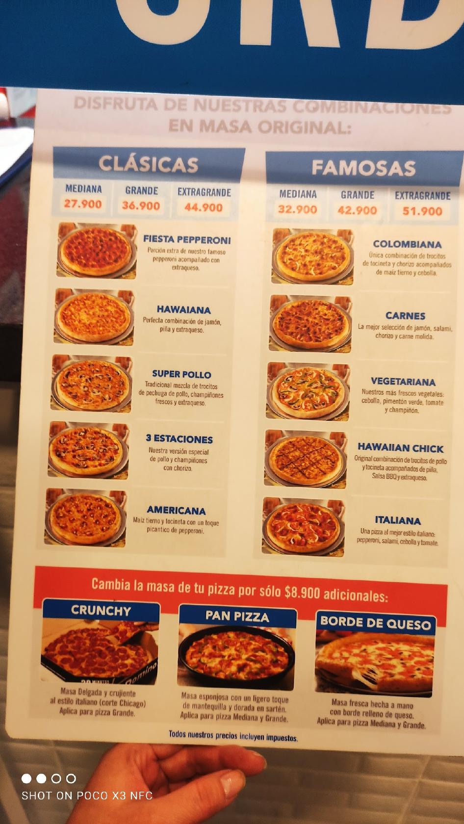 menu dominos pizza colombia