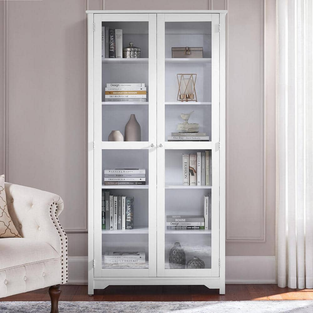 book shelves with glass doors